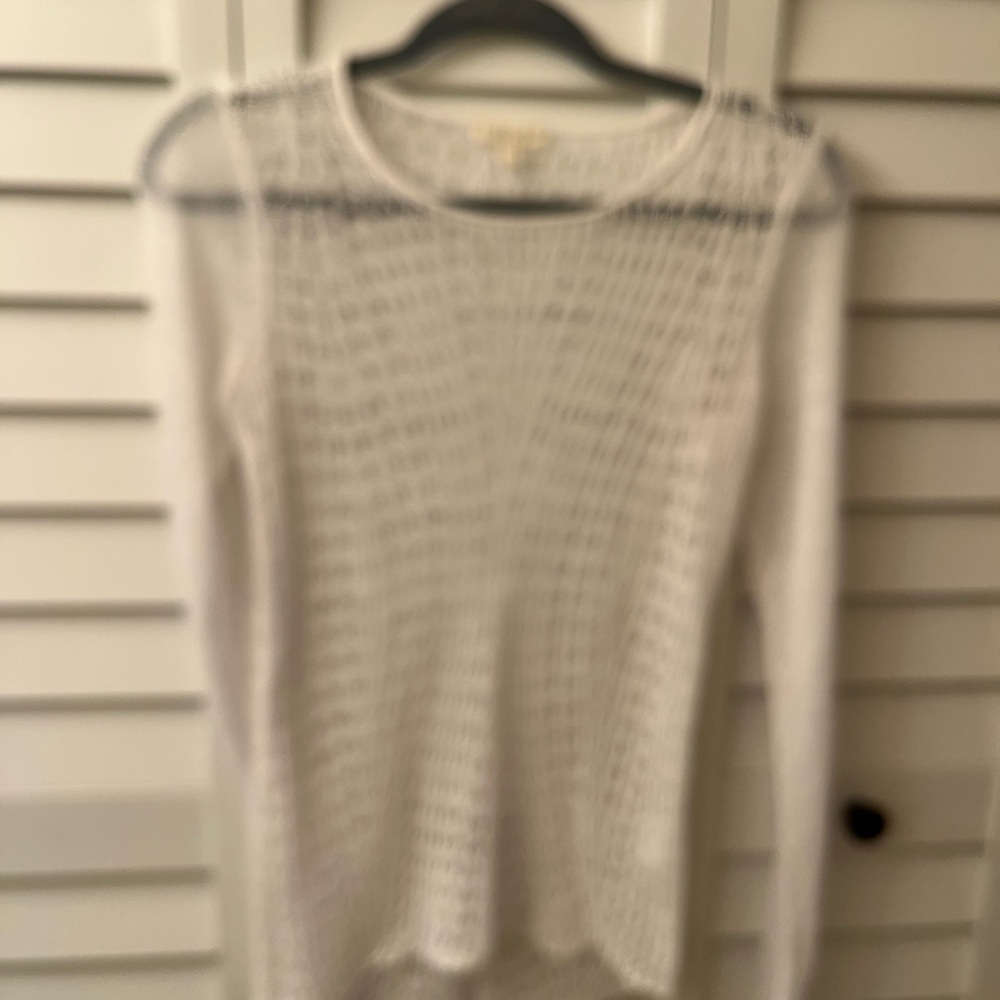 Eileen Fisher White Open-Knit Sweater organic linen